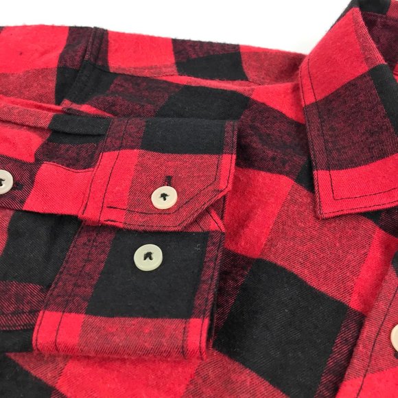 Buffalo Plaid Flannel Shirt Medium Red Black Sz M - Picture 4 of 10